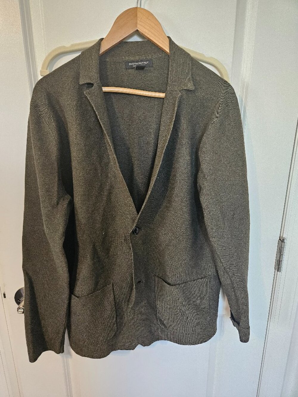 Banana Republic Olive Knit Blazer Cardigan M Supima Cotton Lightweight